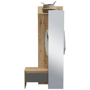 Kompaktgarderobe ¦ grau ¦ Maße (cm): B: 90 H: 189