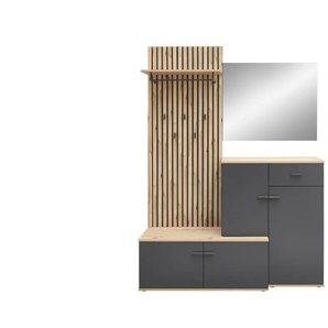 Kompaktgarderobe - grau - Materialmix - 148 cm - 199 cm - cm 38,0 | Möbel Kraft