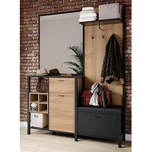 Kompaktgarderobe Kasala 145 x 200 x 40cm Schwarz/Braun