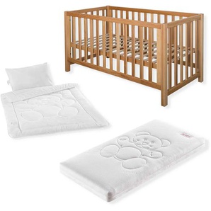 Komplettset Nils classic – Babybett mit Matratze, Decke und Kissen, natur, 70x140 cm