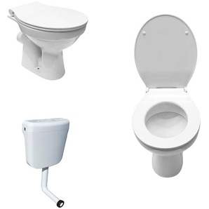 Belvit - Komplettset Stand wc Abgang Waagerecht Wand Tiefspüler + Deckel + Spülkasten