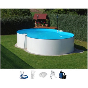 Achtformpool KONIFERA Monaco I Schwimmbecken Gr. B/H/L: Breite 350 cm x Höhe 120 cm x Länge 540 cm, 18000 l, weiß Achtformpools 6 tlg., BxLxH: 350x540x120 cm