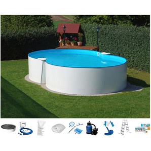 Achtformpool KONIFERA Monaco II Schwimmbecken Gr. B/H/L: Breite 300 cm x Höhe 120 cm x Länge 470 cm, 13000 l, weiß Achtformpools 10 tlg., BxLxH: 300x470x120 cm