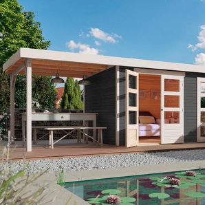 Gartenhaus KONIFERA Nordsee 4 Gartenhäuser Gr. ohne Fußboden, ohne Dacheindeckung, grau (terragrau, elfenbeinfarben, naturbelassen) Gartenhäuser aus Holz