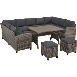 KONIFERA Gartenlounge-Set Rotterdam, (20 tlg.), 3x Sofa, 2 Hocker, Tisch 120x82 cm, Polyrattan