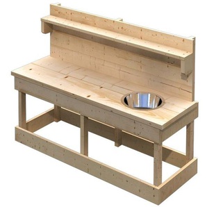 KONIFERA Outdoor-Spielküche Joni Edelstahl, Holz, BxT: 119x44 cm, inkl. Topfset