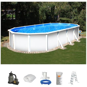 Ovalpool KONIFERA Panama III Schwimmbecken Gr. B/H/L: Breite 375 cm x Höhe 120 cm x Länge 730 cm, 25500 l, weiß Ovalpools 6 tlg., BxLxH: 375x730x120 cm