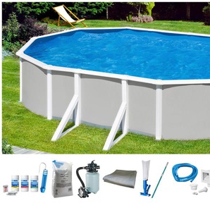 Ovalpool KONIFERA Panama IV Schwimmbecken Gr. B/H/L: Breite 300 cm x Höhe 120 cm x Länge 500 cm, 16000 l, grau Ovalpools 10-tlg., mit breitem Handlauf, in versch. Größen