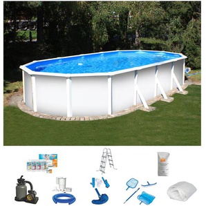 Ovalpool KONIFERA Panama IV Schwimmbecken Gr. B/H/L: Breite 375 cm x Höhe 120 cm x Länge 730 cm, 25500 l, weiß Ovalpools 9 tlg., BxLxH: 375x730x120 cm