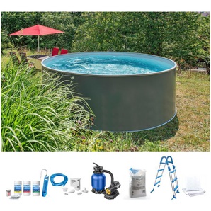 Rundpool KONIFERA Schwimmbecken Gr. Ø/B/H/L: 450 cm x Breite x Höhe 120 cm x Länge, 18000 l, grau (anthrazit, grau) Rundpools ØxH: 450x120 cm