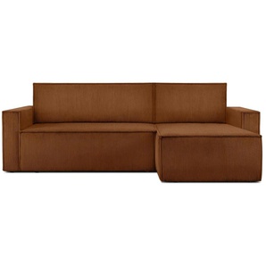 KONSIMO Ecksofa Napi - orange - Materialmix - 246 cm - 89 cm | Möbel Kraft