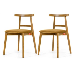 KONSIMO Holzstuhl 2er-Set - gelb - Materialmix - 47 cm - 76 cm | Möbel Kraft