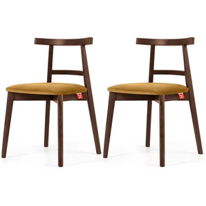 KONSIMO Holzstuhl 2er-Set - gelb - Materialmix - 47 cm - 76 cm | Möbel Kraft