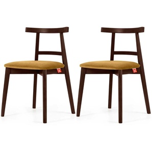 KONSIMO Holzstuhl 2er-Set - gelb - Materialmix - 47 cm - 76 cm | Möbel Kraft