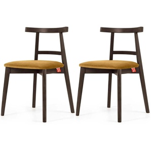 KONSIMO Holzstuhl 2er-Set - gelb - Materialmix - 47 cm - 76 cm | Möbel Kraft
