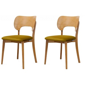 KONSIMO Holzstuhl 2er-Set - gelb - Materialmix - 47 cm - 80,5 cm | Möbel Kraft