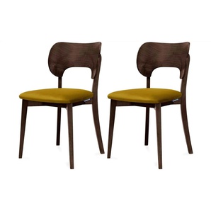 KONSIMO Holzstuhl 2er-Set - gelb - Materialmix - 47 cm - 80,5 cm | Möbel Kraft