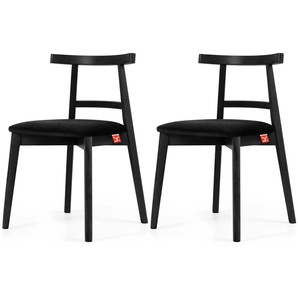 KONSIMO Holzstuhl 2er-Set ¦ schwarz ¦ Maße (cm): B: 47 H: 76