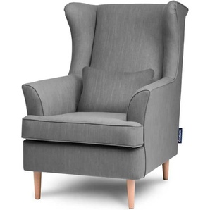 KONSIMO Ohrensessel  Stralis ¦ grau ¦ Maße (cm): B: 82 H: 108