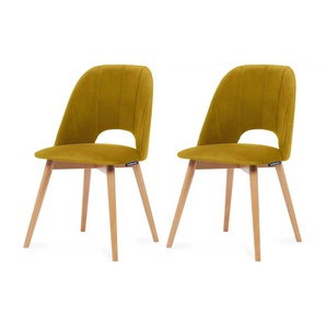 KONSIMO Polsterstuhl 2er-Set - gelb - Materialmix - 48 cm - 86 cm | Möbel Kraft