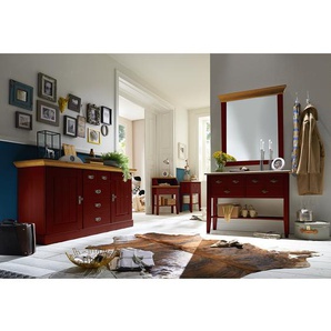 Konsolentisch I 102cm Rot/Braun/Kiefer Rot/Kiefer Laugenfarbig