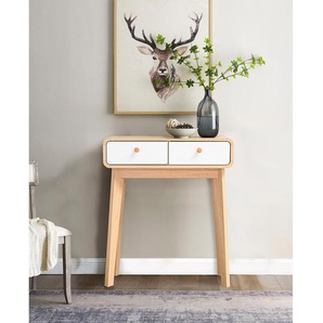 Konsolentisch 65 x 76 x 30cm Weiß/Beige/Weiß/Eiche Dekor