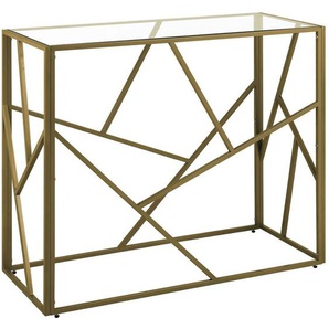 Konsolentisch Gold 40 x 100 cm Glas Metallgestell Modern Industriell