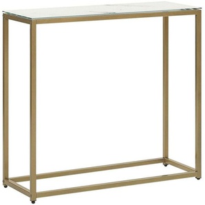 Konsolentisch Gold Weiß Glas Metalgestell Marmor Optik Rechteckig Modern