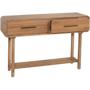 Konsolentisch HHG 015, Telefontisch Beistelltisch Ablagetisch, Schublade, Akazie Massiv-Holz gebeizt 80x120x35cm 22kg