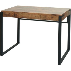 Konsolentisch HHG 702, Telefontisch Arbeitstisch Beistelltisch Ablagetisch, Metall 80x100x54cm dunkle Wildeiche
