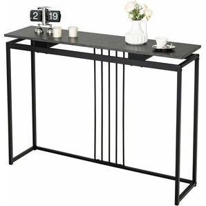 Konsolentisch Holz mit Marmoroptik, Beistelltisch mit schwarzem Metallgestell, Flurtisch modern, 120 x 30 x 90cm - Costway