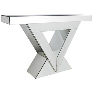 Konsolentisch MDF, mit Spiegelglas, Sockel aus dreieckigen Spiegelelementen - Flurtisch, Anstelltisch