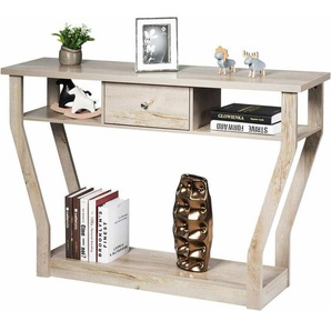 Konsolentisch mit Schublade und Regal, Flurtisch aus Holz, Beistelltisch für Eingang, Wohnzimmer Schlafzimmer 120 x 30 x 81 cm grau - Costway