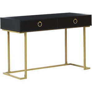 Konsolentisch Schwarz / Gold aus MDF-Platte Metalgestell Wohnzimmer Schlafzimmer Flur Rechteckig Modernes Design Glamour-Stil