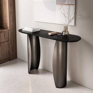 Konsolentisch Solena 135x40 cm Marmor Schwarz Silber Metall Black Antique, Beistelltische