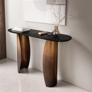 Konsolentisch Solena 135x40 cm Marmor Schwarz Silber Metall Gold Fusion Finish, Beistelltische