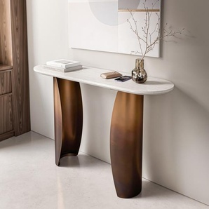 Konsolentisch Solena 135x40 cm Marmor Weiß Metall Gold Ombre, Beistelltische