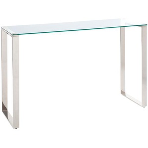 Konsolentisch Transparente Glasplatte Silber Edelstahlrahmen 75 x 40 cm Modernes Wohnzimmer Schlafzimmer Flur