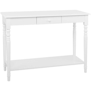Konsolentisch Weiß 40 x 102 cm MDF-Platte 1 mittig gelegene Schublade Dekorative Beine Glänzend Gefärbt Rechteckig Landhausstil