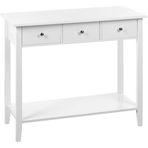 Konsolentisch Weiß mdf Holzbeine 90 x 40 x 75 cm 3 Schubladen Regal Flur Wohnzimmer Möbel Modern Skandinavischer Stil