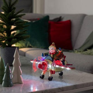 KONSTSMIDE Weihnachtsfigur (1 St), LED Szenerie Schneemann im Flugzeug, mit Animation
