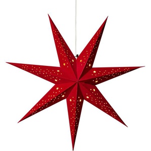 Dekostern KONSTSMIDE Weihnachtsstern, Weihnachtsdeko rot Dekosterne rot Weihnachtssterne Papierstern, LED Stern mit rotem Samt, perforiert, 7 Zacken