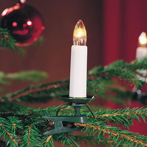 LED-Christbaumkerzen KONSTSMIDE Weihnachtsdeko, Christbaumschmuck Lichterketten Gr. Dioden 25 St. Flammen 25 St., Kabellänge 1,6 m x Gesamtlänge 13,6 m, weiß Weihnachtsbaumbeleuchtung LED Baumkette, Topbirnen, teilbarer Stecker, 25 warm weiße Dioden