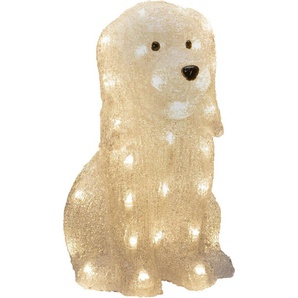 KONSTSMIDE LED Dekofigur Acryl Hund sitzend, Weihnachtsdeko aussen, LED fest integriert, Warmweiß, 40 warm weiße Dioden