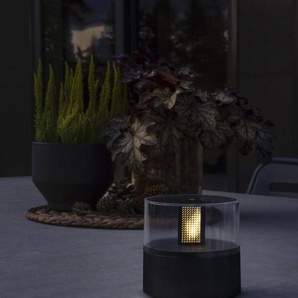 KONSTSMIDE LED Dekolicht, LED fest integriert, Warmweiß, LED Flamme mit schwarzem Kunststoffsockel und transparenter Abdeckung