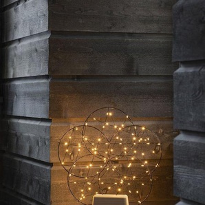KONSTSMIDE LED Dekolicht Weihnachtsdeko, LED fest integriert, LED Metallsilhouette 5 kleine Ringe, mit Holz-Fuß