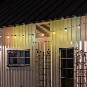 KONSTSMIDE LED-Lichterkette Weihnachtsdeko aussen, 20-flammig, LED Biergartenkette, 20 bunte Birnen / 160 warm weiße Dioden