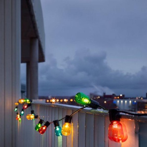 KONSTSMIDE LED-Lichterkette Weihnachtsdeko aussen, 20-flammig, LED Biergartenkette, bunt, 20 bunte Birnen / 40 warm weiße Dioden