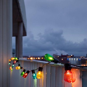 KONSTSMIDE LED-Lichterkette Weihnachtsdeko aussen, 40-flammig, LED Biergartenkette, bunt, 40 bunte Birnen / 80 warm weiße Dioden