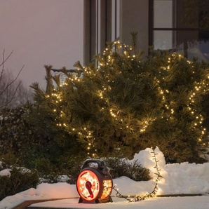 KONSTSMIDE LED-Lichterkette Weihnachtsdeko aussen, 400-flammig, Micro LED Compactlights mit Kabelaufroller, schwarz-rot, 400 Dioden